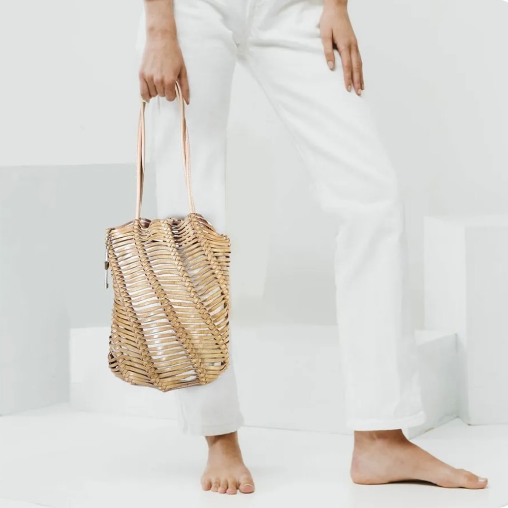 Fossil Tan Woven Tote Bag